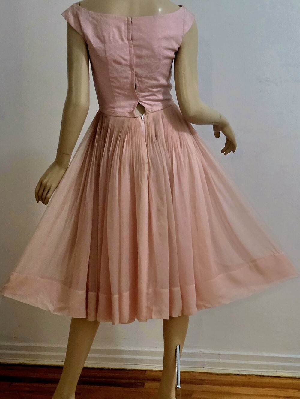 Vtg 50s Frederick& Nelson Ballet Pink Fit&!Flare Dress - Picture 5 of 6